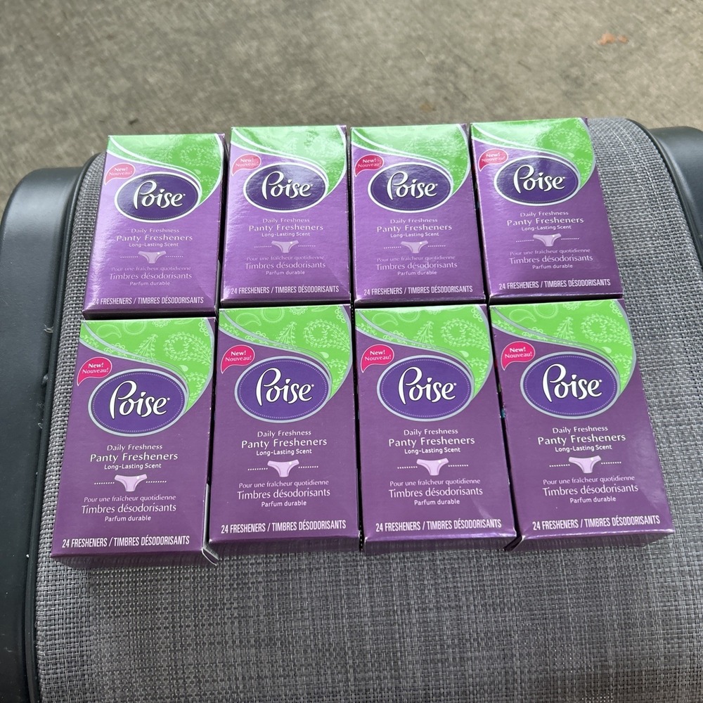 Lot Of (8) Boxes New Poise Panty Fresheners, 24 Count Each Unopened Daily Fresh